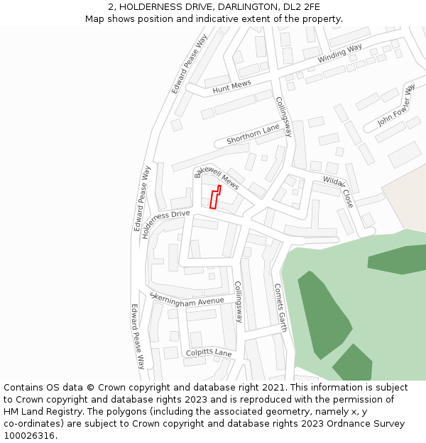 2, HOLDERNESS DRIVE, DARLINGTON, DL2 2FE: Location map and indicative extent of plot