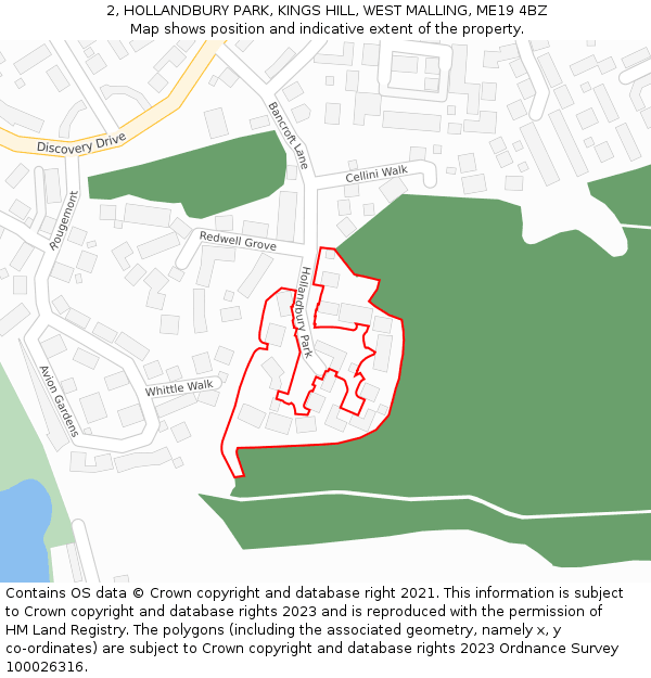 2, HOLLANDBURY PARK, KINGS HILL, WEST MALLING, ME19 4BZ: Location map and indicative extent of plot