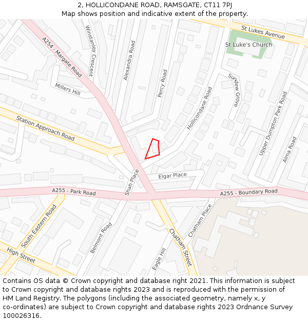 2, HOLLICONDANE ROAD, RAMSGATE, CT11 7PJ: Location map and indicative extent of plot