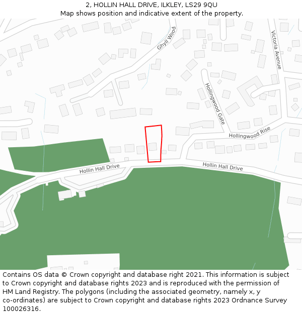 2, HOLLIN HALL DRIVE, ILKLEY, LS29 9QU: Location map and indicative extent of plot