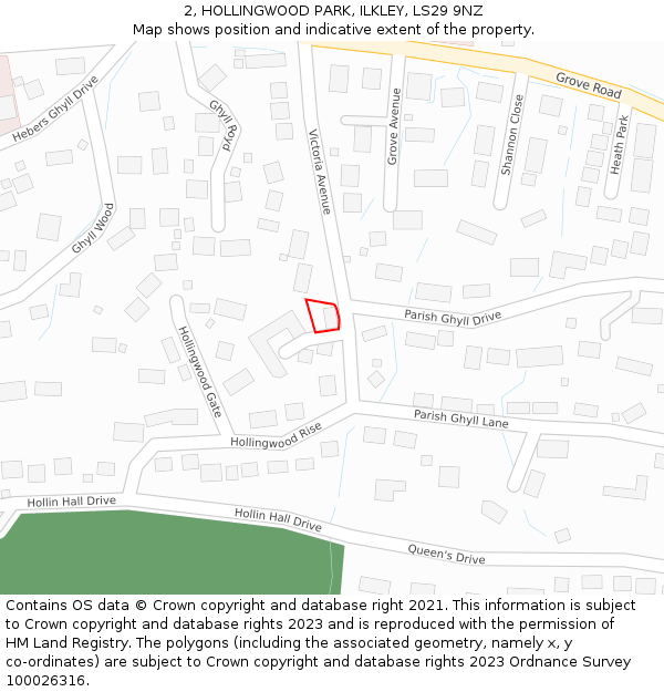 2, HOLLINGWOOD PARK, ILKLEY, LS29 9NZ: Location map and indicative extent of plot