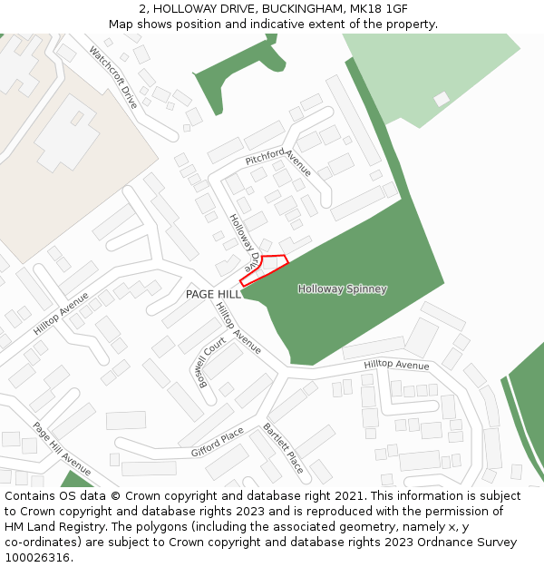 2, HOLLOWAY DRIVE, BUCKINGHAM, MK18 1GF: Location map and indicative extent of plot