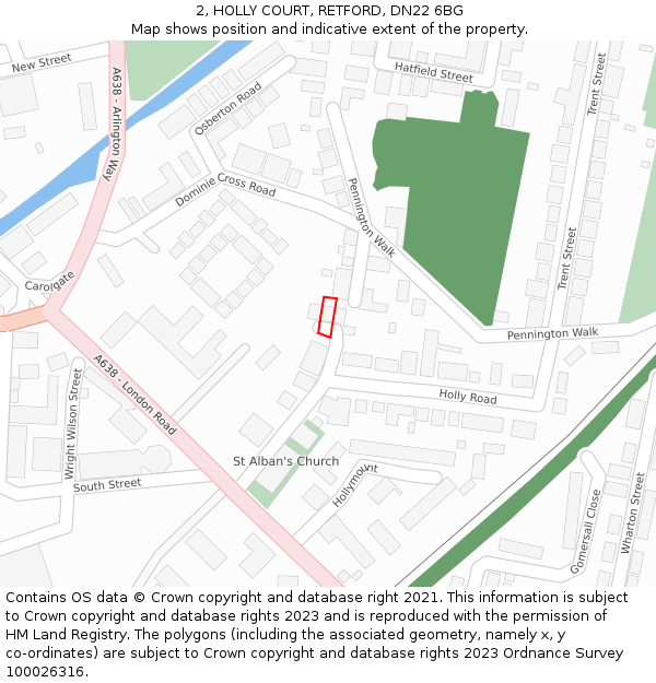 2, HOLLY COURT, RETFORD, DN22 6BG: Location map and indicative extent of plot