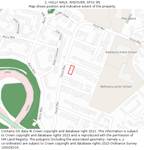 2, HOLLY WALK, ANDOVER, SP10 3PJ: Location map and indicative extent of plot