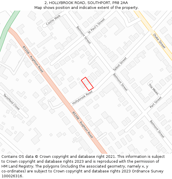 2, HOLLYBROOK ROAD, SOUTHPORT, PR8 2AA: Location map and indicative extent of plot