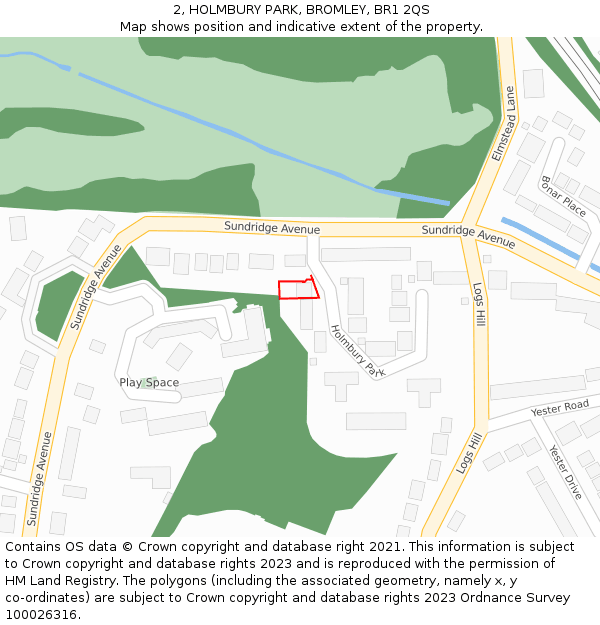 2, HOLMBURY PARK, BROMLEY, BR1 2QS: Location map and indicative extent of plot
