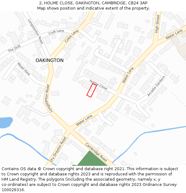 2, HOLME CLOSE, OAKINGTON, CAMBRIDGE, CB24 3AP: Location map and indicative extent of plot