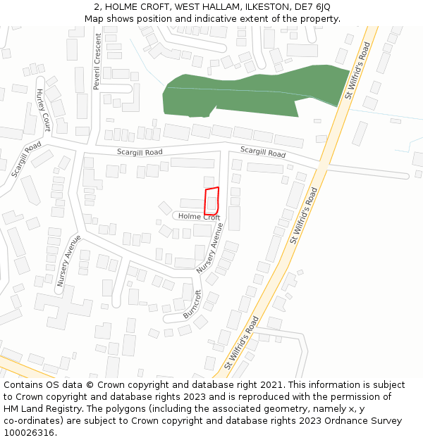 2, HOLME CROFT, WEST HALLAM, ILKESTON, DE7 6JQ: Location map and indicative extent of plot