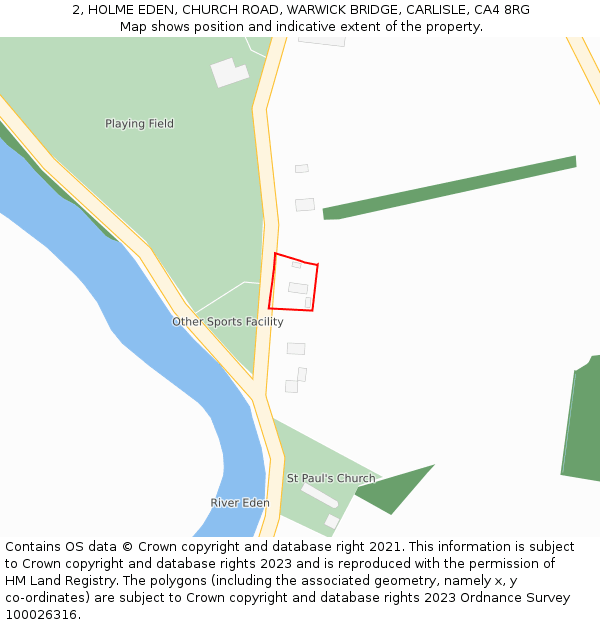 2, HOLME EDEN, CHURCH ROAD, WARWICK BRIDGE, CARLISLE, CA4 8RG: Location map and indicative extent of plot