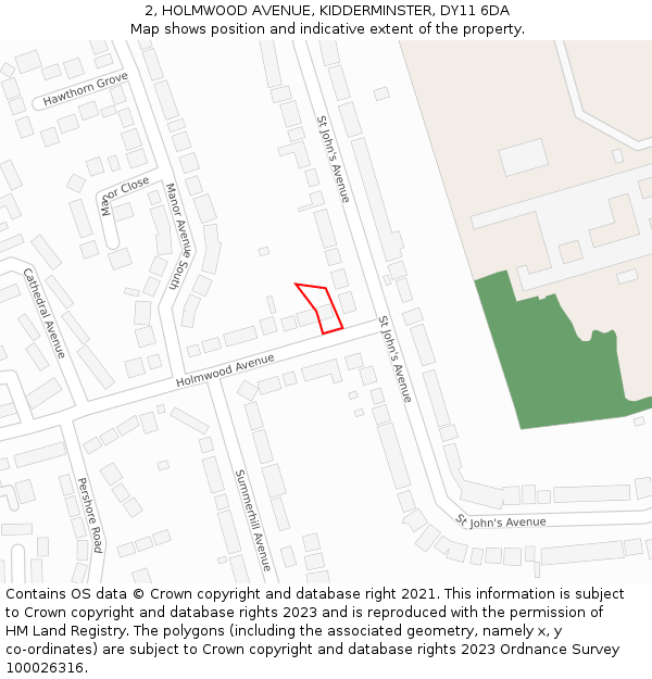 2, HOLMWOOD AVENUE, KIDDERMINSTER, DY11 6DA: Location map and indicative extent of plot