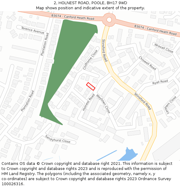 2, HOLNEST ROAD, POOLE, BH17 9WD: Location map and indicative extent of plot