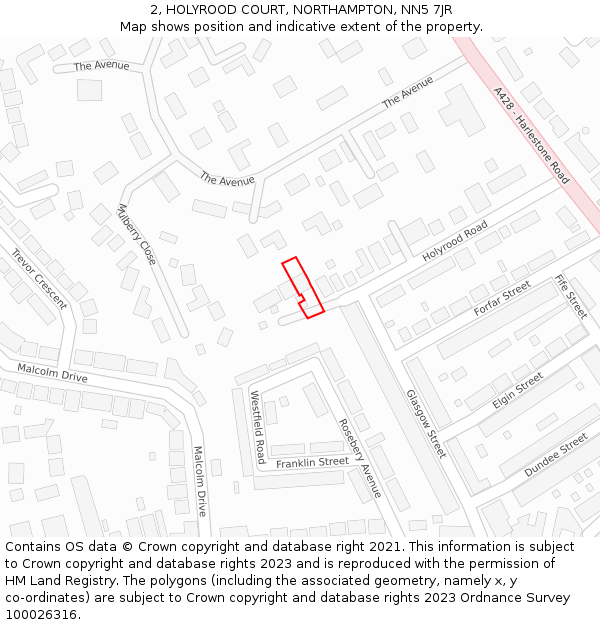 2, HOLYROOD COURT, NORTHAMPTON, NN5 7JR: Location map and indicative extent of plot