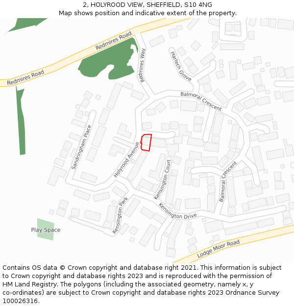 2, HOLYROOD VIEW, SHEFFIELD, S10 4NG: Location map and indicative extent of plot