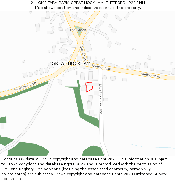 2, HOME FARM PARK, GREAT HOCKHAM, THETFORD, IP24 1NN: Location map and indicative extent of plot