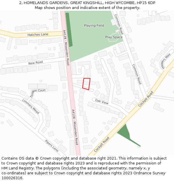 2, HOMELANDS GARDENS, GREAT KINGSHILL, HIGH WYCOMBE, HP15 6DP: Location map and indicative extent of plot