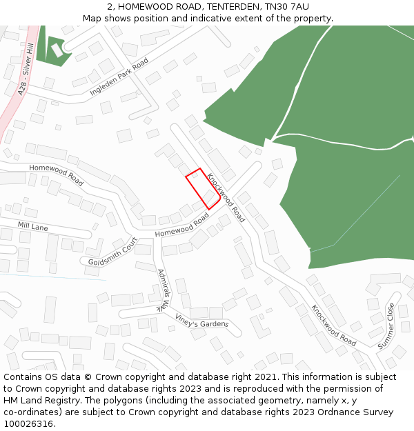 2, HOMEWOOD ROAD, TENTERDEN, TN30 7AU: Location map and indicative extent of plot