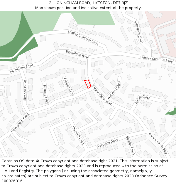 2, HONINGHAM ROAD, ILKESTON, DE7 9JZ: Location map and indicative extent of plot