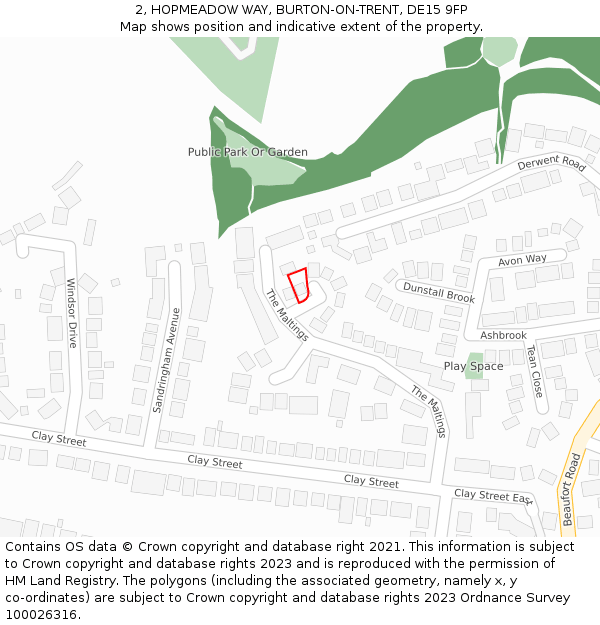 2, HOPMEADOW WAY, BURTON-ON-TRENT, DE15 9FP: Location map and indicative extent of plot