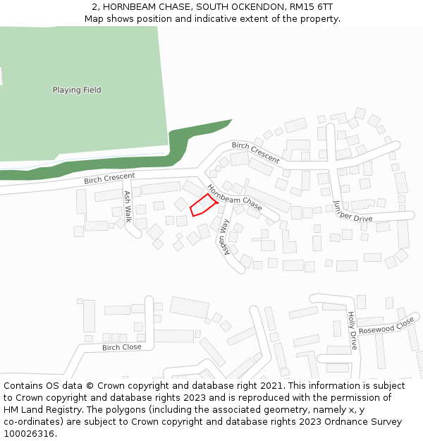 2, HORNBEAM CHASE, SOUTH OCKENDON, RM15 6TT: Location map and indicative extent of plot