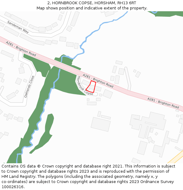 2, HORNBROOK COPSE, HORSHAM, RH13 6RT: Location map and indicative extent of plot