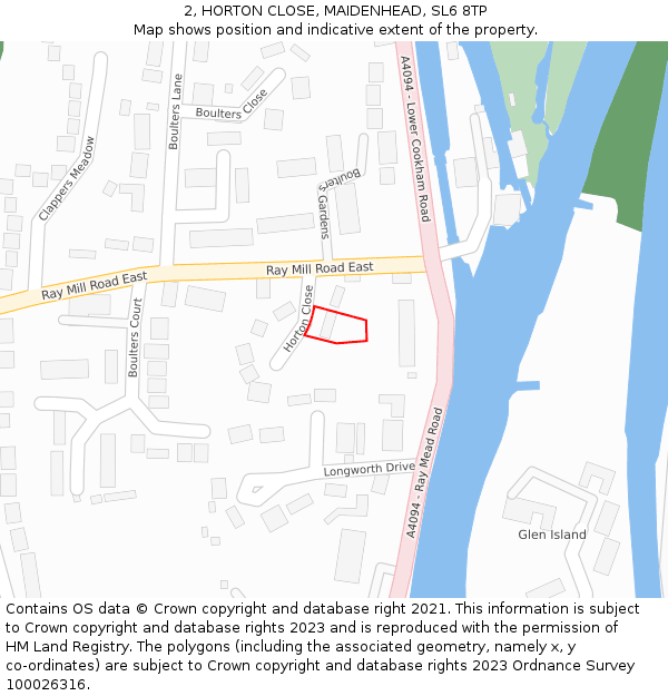 2, HORTON CLOSE, MAIDENHEAD, SL6 8TP: Location map and indicative extent of plot