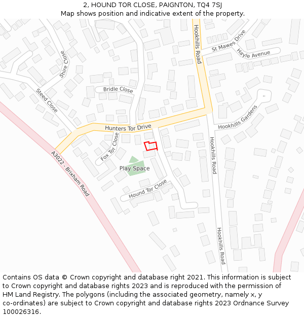 2, HOUND TOR CLOSE, PAIGNTON, TQ4 7SJ: Location map and indicative extent of plot