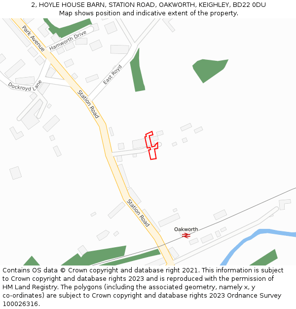 2, HOYLE HOUSE BARN, STATION ROAD, OAKWORTH, KEIGHLEY, BD22 0DU: Location map and indicative extent of plot