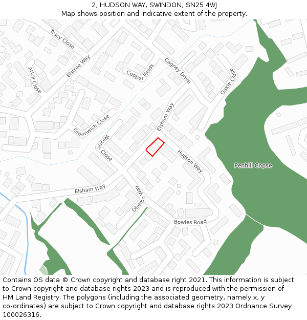 2, HUDSON WAY, SWINDON, SN25 4WJ: Location map and indicative extent of plot