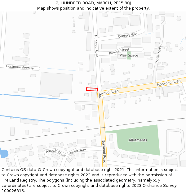 2, HUNDRED ROAD, MARCH, PE15 8QJ: Location map and indicative extent of plot