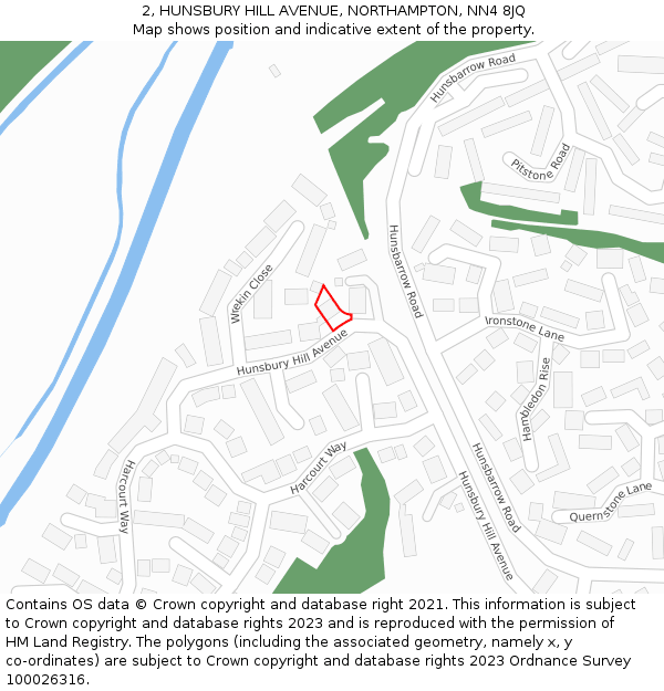 2, HUNSBURY HILL AVENUE, NORTHAMPTON, NN4 8JQ: Location map and indicative extent of plot