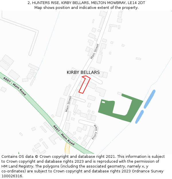 2, HUNTERS RISE, KIRBY BELLARS, MELTON MOWBRAY, LE14 2DT: Location map and indicative extent of plot