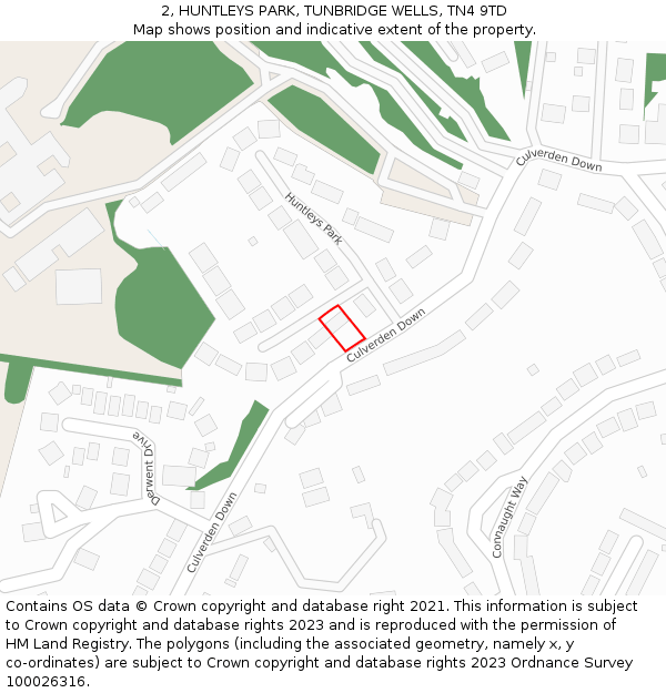 2, HUNTLEYS PARK, TUNBRIDGE WELLS, TN4 9TD: Location map and indicative extent of plot