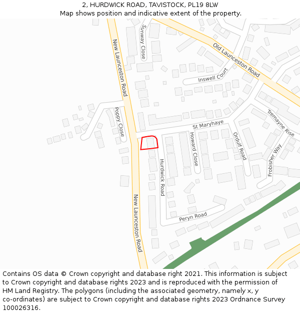 2, HURDWICK ROAD, TAVISTOCK, PL19 8LW: Location map and indicative extent of plot