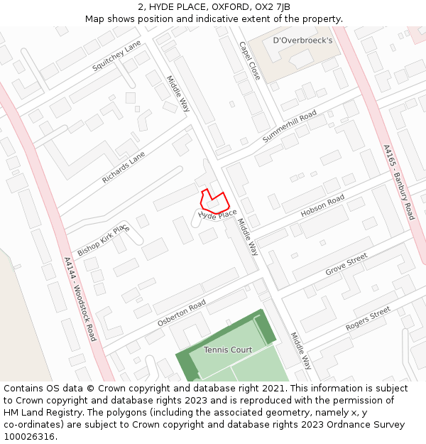 2, HYDE PLACE, OXFORD, OX2 7JB: Location map and indicative extent of plot