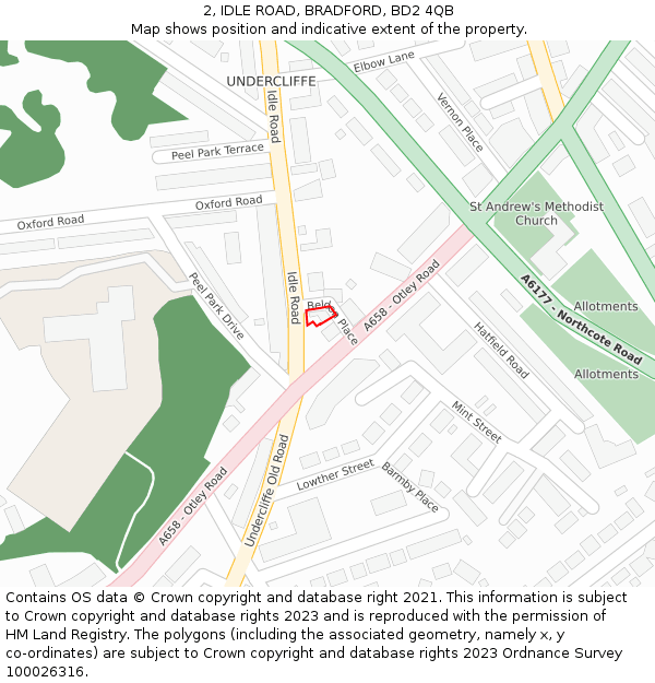 2, IDLE ROAD, BRADFORD, BD2 4QB: Location map and indicative extent of plot