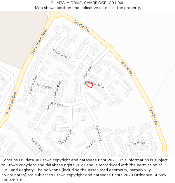 2, IMPALA DRIVE, CAMBRIDGE, CB1 9XL: Location map and indicative extent of plot