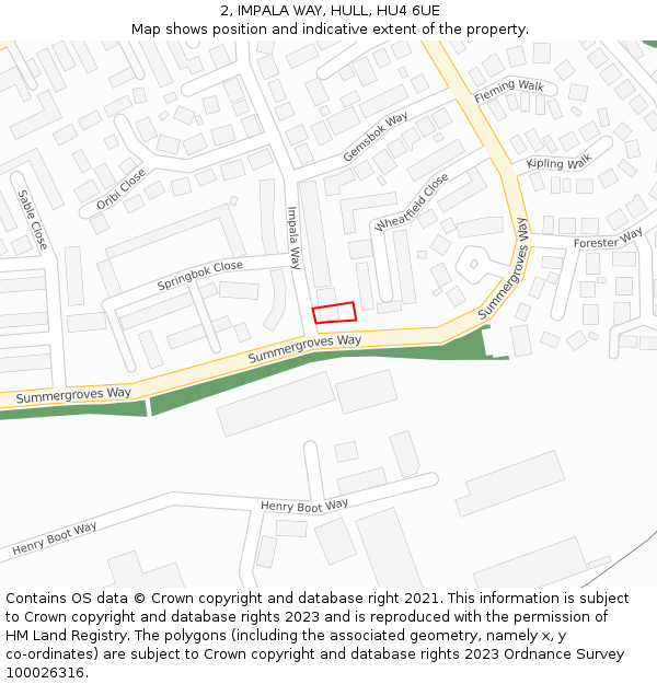 2, IMPALA WAY, HULL, HU4 6UE: Location map and indicative extent of plot