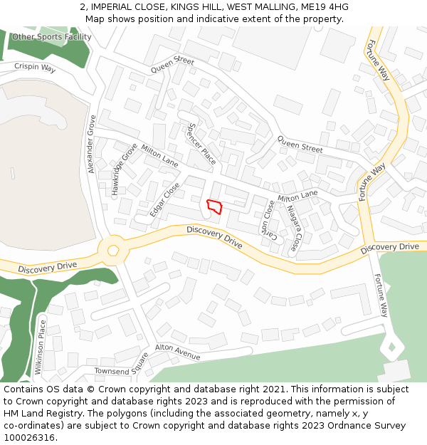 2, IMPERIAL CLOSE, KINGS HILL, WEST MALLING, ME19 4HG: Location map and indicative extent of plot