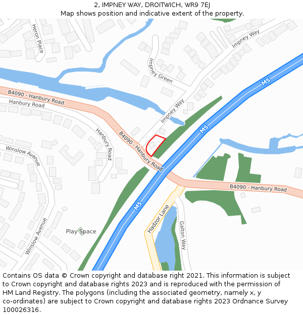 2, IMPNEY WAY, DROITWICH, WR9 7EJ: Location map and indicative extent of plot