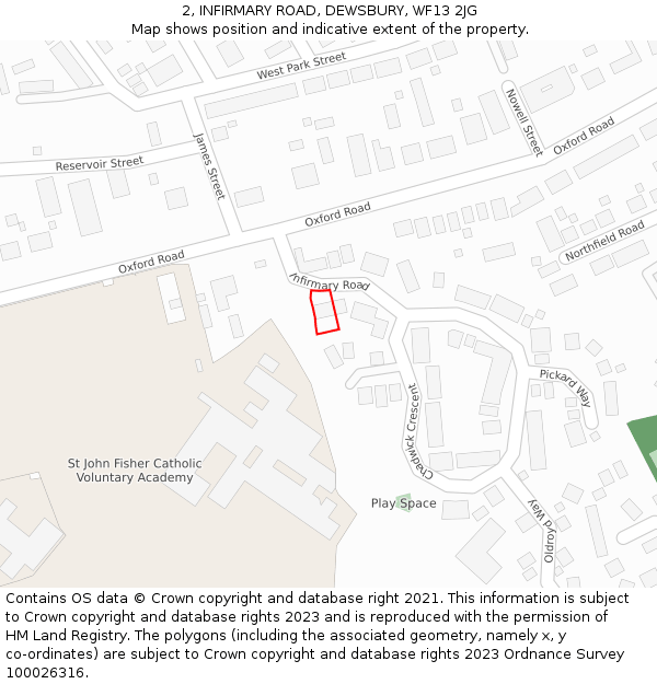2, INFIRMARY ROAD, DEWSBURY, WF13 2JG: Location map and indicative extent of plot