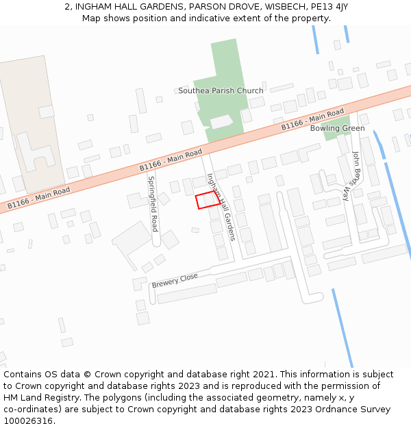 2, INGHAM HALL GARDENS, PARSON DROVE, WISBECH, PE13 4JY: Location map and indicative extent of plot