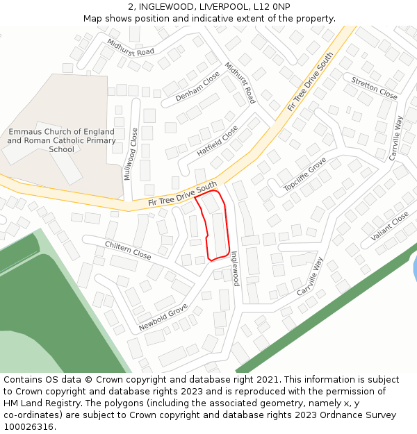 2, INGLEWOOD, LIVERPOOL, L12 0NP: Location map and indicative extent of plot