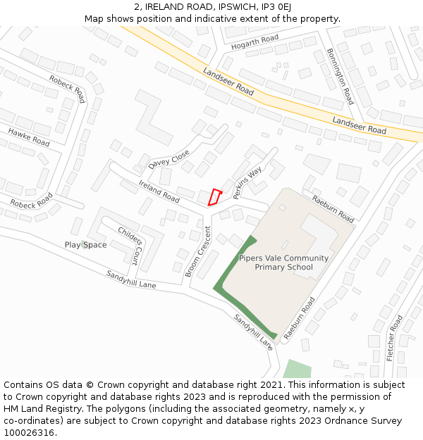 2, IRELAND ROAD, IPSWICH, IP3 0EJ: Location map and indicative extent of plot