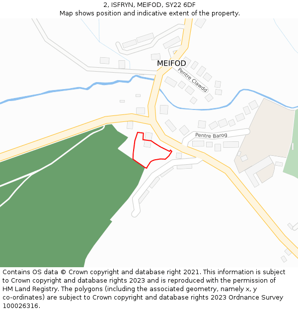 2, ISFRYN, MEIFOD, SY22 6DF: Location map and indicative extent of plot