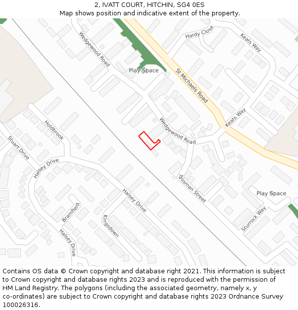 2, IVATT COURT, HITCHIN, SG4 0ES: Location map and indicative extent of plot