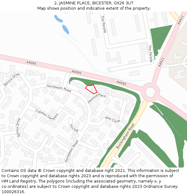 2, JASMINE PLACE, BICESTER, OX26 3UT: Location map and indicative extent of plot