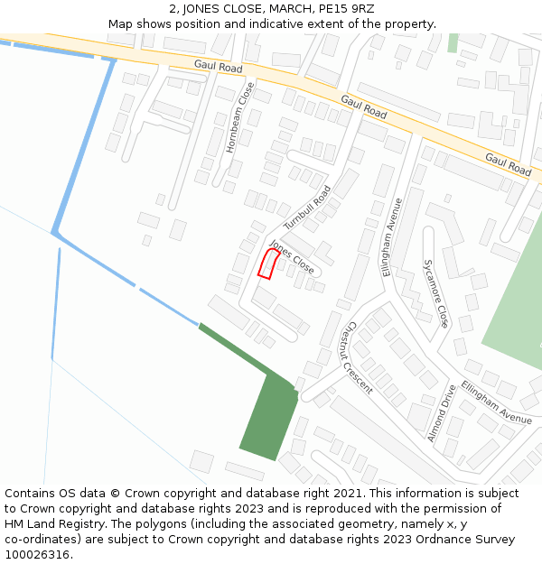 2, JONES CLOSE, MARCH, PE15 9RZ: Location map and indicative extent of plot