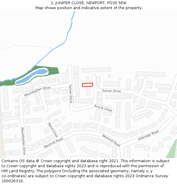 2, JUNIPER CLOSE, NEWPORT, PO30 5EW: Location map and indicative extent of plot