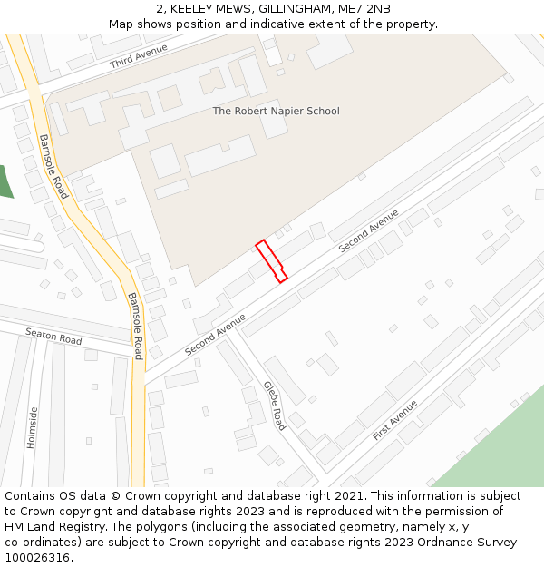 2, KEELEY MEWS, GILLINGHAM, ME7 2NB: Location map and indicative extent of plot