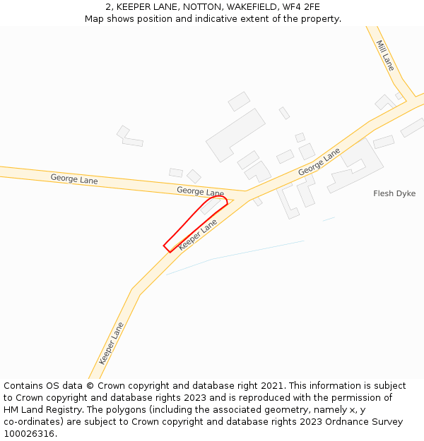 2, KEEPER LANE, NOTTON, WAKEFIELD, WF4 2FE: Location map and indicative extent of plot